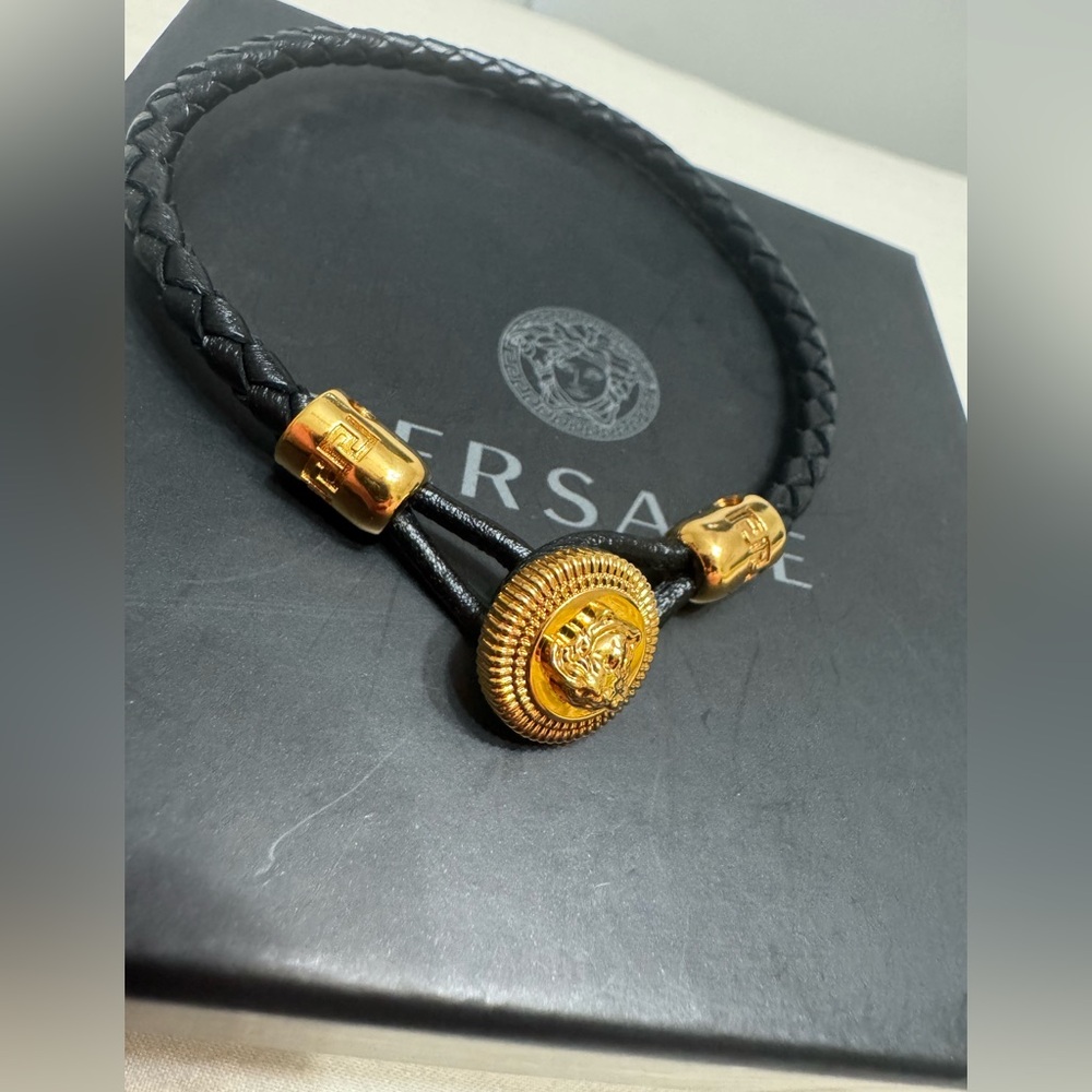 NWT Versace Medusa Biggie Braided Leather Bracelet
